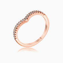 Load image into Gallery viewer, .22Ct Rose Goldtone Chevron Ring with CZ