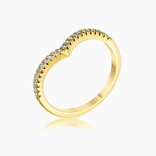 Load image into Gallery viewer, .22Ct Goldtone Chevron Ring with CZ