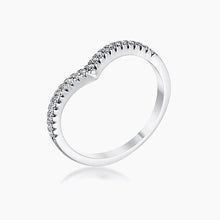 Load image into Gallery viewer, .22Ct Rhodium Chevron Ring with CZ