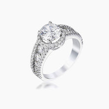 Load image into Gallery viewer, 2.1Ct Silvertone Solitaire Engagement Halo Ring