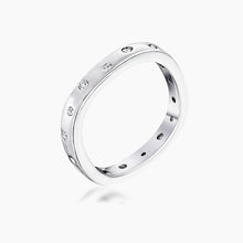 Load image into Gallery viewer, .23Ct Rhodium Plated Cz Speckled Square Shaped Stackable Band