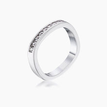 Load image into Gallery viewer, .9Ct Channel Set Princess Cut Rhodium Plated Square Shaped Stackable Band