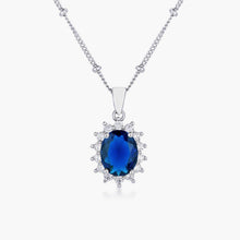 Load image into Gallery viewer, Rhodium Plated Sapphire Blue Petite Royal Oval Pendant