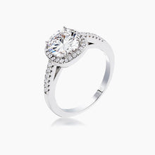 Load image into Gallery viewer, 2.97Ct Rhodium Plated Classic Cushion Cut Halo Ring