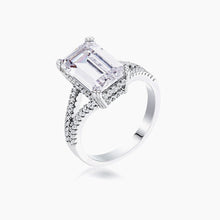 Load image into Gallery viewer, 6.75Ct Rhodium Plated Emerald Cut Wishbone Ring