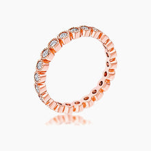 Load image into Gallery viewer, Rose Gold Plated Dotted Clear CZ Round Bezel Eternity Ring