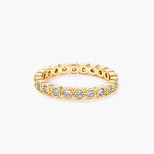 Load image into Gallery viewer, Gold Plated Dotted Clear CZ Round Bezel Eternity Ring