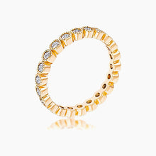 Load image into Gallery viewer, Gold Plated Dotted Clear CZ Round Bezel Eternity Ring