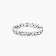 Load image into Gallery viewer, Rhodium Plated Dotted Clear CZ Round Bezel Eternity Ring