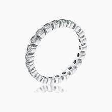 Load image into Gallery viewer, Rhodium Plated Dotted Clear CZ Round Bezel Eternity Ring