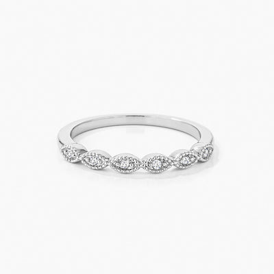 Rhodium Plated Sextus Marquise Delicate Stackable Ring