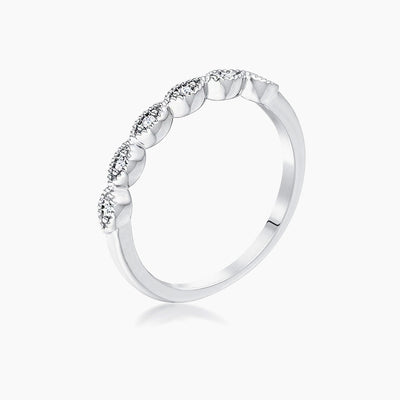 Rhodium Plated Sextus Marquise Delicate Stackable Ring