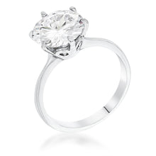 Load image into Gallery viewer, 3.5 Carat CZ Rhodium Classic Solitaire Ring
