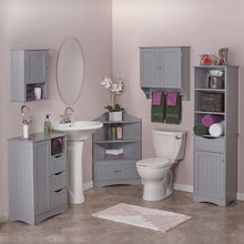 Load image into Gallery viewer, Gray 2-Door Bathroom Wall Cabinet with Towel Bar