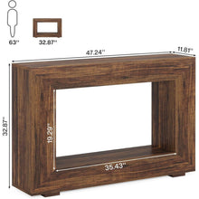 Load image into Gallery viewer, Modern Farmhouse 47-inch Long Entryway Console Table in Rustic Brown Wood Finish