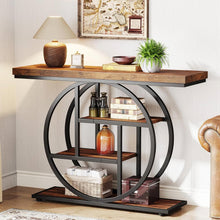 Load image into Gallery viewer, Modern Industrial 41-inch Long Narrow Entryway Foyer Console Table with Shelves
