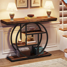 Load image into Gallery viewer, Modern Industrial 41-inch Long Narrow Entryway Foyer Console Table with Shelves