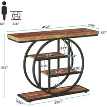 Load image into Gallery viewer, Modern Industrial 41-inch Long Narrow Entryway Foyer Console Table with Shelves