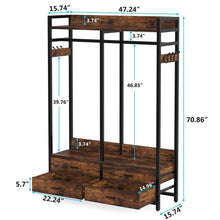 Load image into Gallery viewer, Heavy Duty Brown Black Garment Rack Clothes Hanging Rod with 4 Storage Drawers