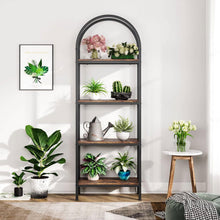 Load image into Gallery viewer, Modern Industrial Metal Wood Display Rack Bookcase with 4 Storage Shelves