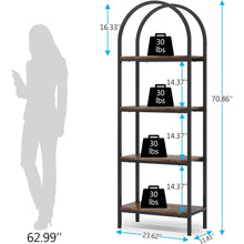 Load image into Gallery viewer, Modern Industrial Metal Wood Display Rack Bookcase with 4 Storage Shelves