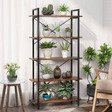 Load image into Gallery viewer, Modern Industrial 5-Shelf Bookcase with Sturdy Metal Frame and Wooden Shelves