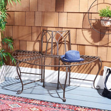 Load image into Gallery viewer, Outdoor Patio Garden Rustic Bronze Brown Wrought Iron Half-Circle Tree Bench