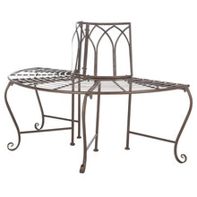 Load image into Gallery viewer, Outdoor Patio Garden Rustic Bronze Brown Wrought Iron Half-Circle Tree Bench
