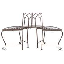 Load image into Gallery viewer, Outdoor Patio Garden Rustic Bronze Brown Wrought Iron Half-Circle Tree Bench