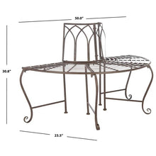 Load image into Gallery viewer, Outdoor Patio Garden Rustic Bronze Brown Wrought Iron Half-Circle Tree Bench