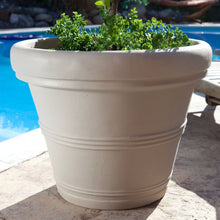 Load image into Gallery viewer, Round 26-inch Outdoor Patio Planter for Small Tree in Weathered Concrete Finish