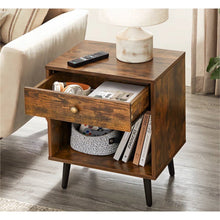 Load image into Gallery viewer, Mid-Century Farmhouse Bedroom 1-Drawer Nightstand End Table with Open Shelf