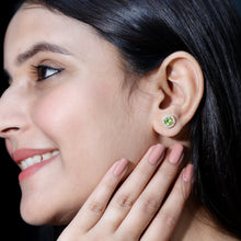 Load image into Gallery viewer, Natural 1.5 Carat Peridot Stud Earrings with Diamond Halo