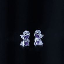 Load image into Gallery viewer, Marquise Cut Amethyst Stud Earrings with Lab Diamond in Sterling Silver