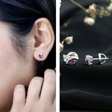 Load image into Gallery viewer, Marquise Cut Amethyst Stud Earrings with Lab Diamond in Sterling Silver