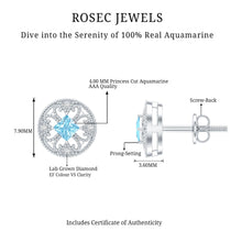 Load image into Gallery viewer, Natural Aquamarine Vintage Stud Earrings with Lab Diamond