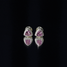 Load image into Gallery viewer, Real Trilliant Cut 1 Carat Pink Tourmaline Stud Earrings with Lab Diamond