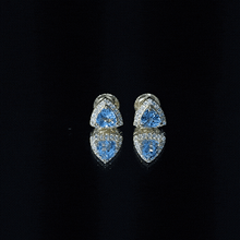 Load image into Gallery viewer, Natural Trilliant Cut Blue Topaz and Diamond Stud Earrings