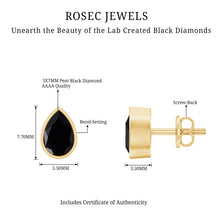 Load image into Gallery viewer, Pear Shaped 1.5 Carat Lab Grown Black Diamond Stud Earrings for Women