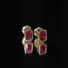 Load image into Gallery viewer, 1.5 Carat Emerald Cut Lab Grown Ruby Stud Earrings in Bezel Set