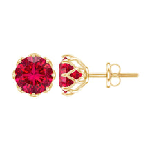 Load image into Gallery viewer, AAAA Quality 2.74 Carat Lab Grown Ruby Stud Earrings in Gold Plated Silver
