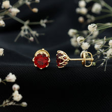 Load image into Gallery viewer, AAAA Quality 2.74 Carat Lab Grown Ruby Stud Earrings in Gold Plated Silver