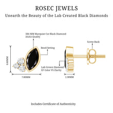 Load image into Gallery viewer, Marquise Shape 0.7 Carat Lab Grown Black and White Diamond Stud Earrings