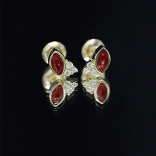 Load image into Gallery viewer, Real Half Carat Fire Opal Stud Earrings with Diamond