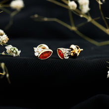 Load image into Gallery viewer, Real Half Carat Fire Opal Stud Earrings with Diamond