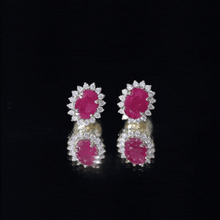Load image into Gallery viewer, Natural 2 Carat Ruby Stud Earrings With Diamond Halo