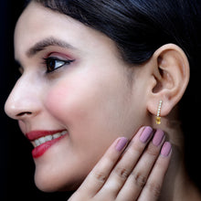 Load image into Gallery viewer, Emerald Cut Citrine and Diamond Bar Drop Earrings in Silver