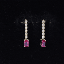 Load image into Gallery viewer, Lab Grown Ruby and Diamond Dangle Earrings For Women