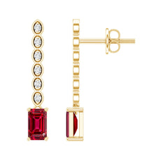 Load image into Gallery viewer, Lab Grown Ruby and Diamond Dangle Earrings For Women