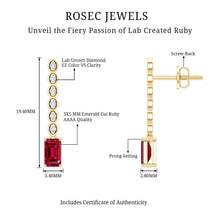 Load image into Gallery viewer, Lab Grown Ruby and Diamond Dangle Earrings For Women
